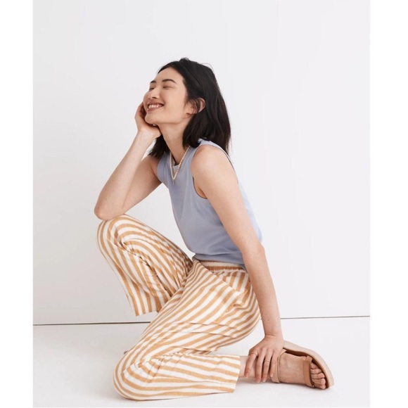 Madewell Huston Yellow & White Stripe Pull On Pants - Picture 2 of 11